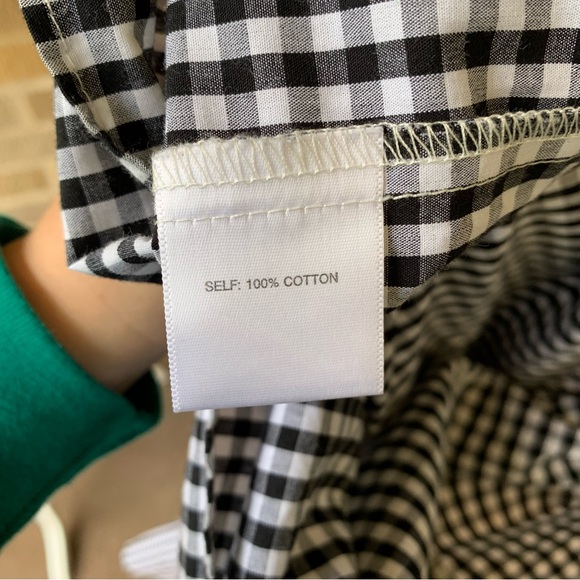 Anthropologie Jane & Delancey Plaid Black White Blouse Size Small - Picture 11 of 12